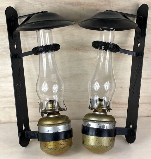 1934 Chesapeake and Ohio Railway Caboose Wall Lanterns Matched Pair