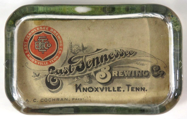 1910 E. Tennessee Brewing Co. A. C. Cochrane President Paperweight Knoxville Tennessee