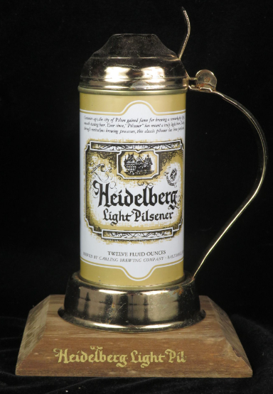 1967 Heidelberg Light Pilsener Beer Stein Display Sign Baltimore Maryland