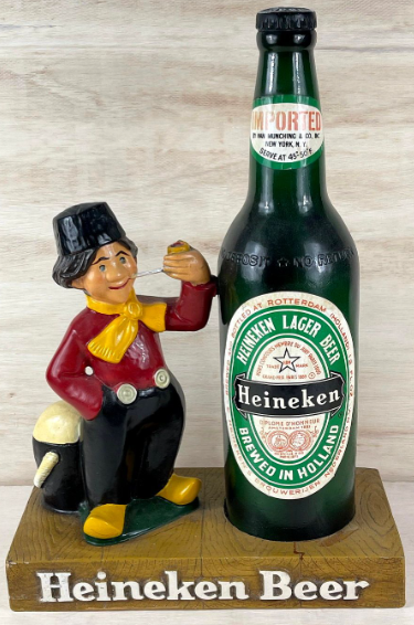 1960 Heineken Beer Dutch Boy and Bottle Plaster Display Amsterdam Netherlands