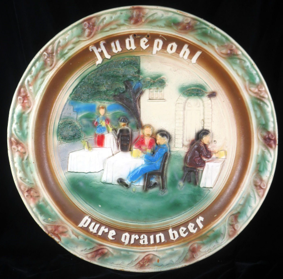 1974 Hudepohl Beer Foam 22 Inch Charger Foil-over-paper Cincinnati Ohio