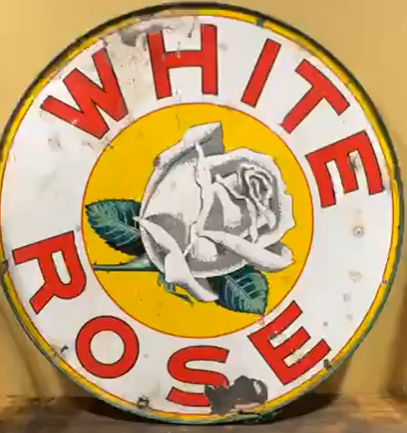 White Rose Gasoline SSP Sign in Original Ring