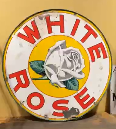 White Rose Gasoline SSP Sign in Original Ring