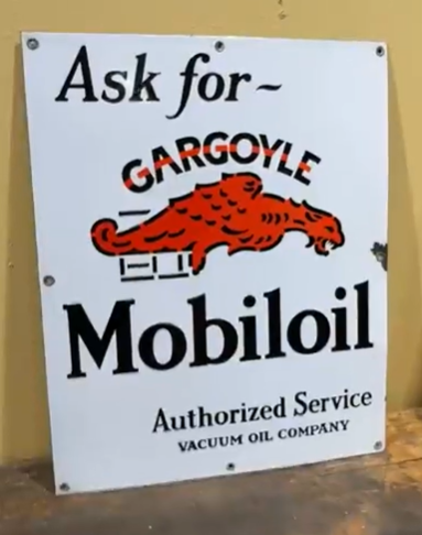 Gargoyle Mobiloil Authorized Service Vacuum Oil Company SSP Cabinet Sign
