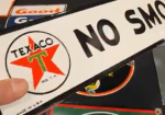 Texaco Double Logo White T No Smoking SSP Sign