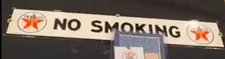 Texaco Double Logo White T No Smoking SSP Sign