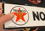 Texaco Double Logo White T No Smoking SSP Sign