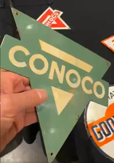 Conoco Gasoline Green SSP Triangular Sign