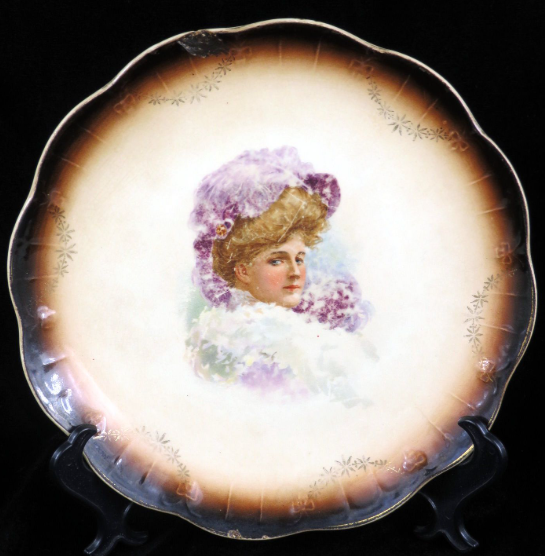 1910 Lieberman Brewery “Purple Hat” Limoges Plate Allentown Pennsylvania