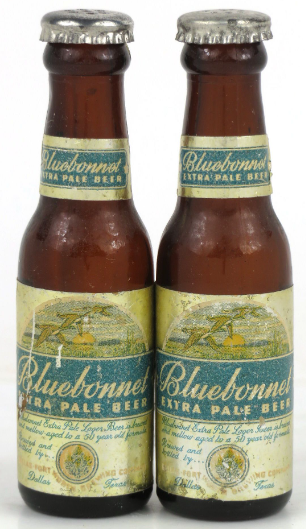 1950 Bluebonnet Beer Salt & Pepper Set 4 Inch Dallas Texas