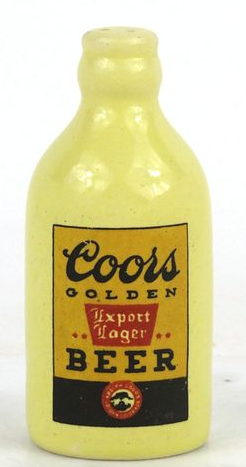 1939 Coors Golden Beer Salt Shaker 3½ inch Golden Colorado