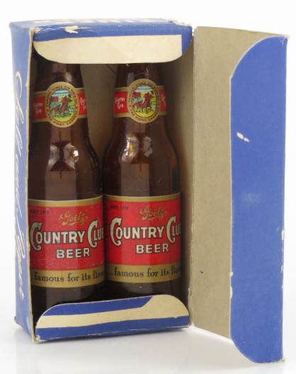 1952 Goetz Country Club Beer Salt & Pepper Set In Box 4¼ Inch St. Joseph Missouri