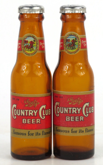 1952 Goetz Country Club Beer Salt & Pepper Set In Box 4¼ Inch St. Joseph Missouri