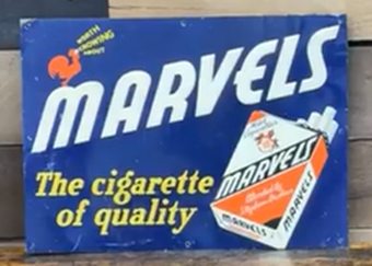 Marvels Cigarette Embossed Tin Sign