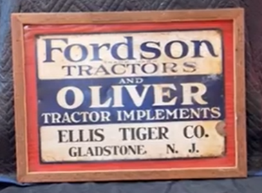 Fordson Tractors and Oliver Tractor Implements Ellis Tiger Co Gladstone NJ SST Sign