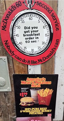 McDonalds 60-Second Service and Meat ‘n Potatoes Double Sided Cardboard Signs