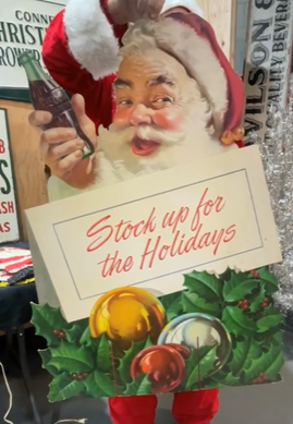 Coca-Cola Stock Up For The Holidays Die Cut Cardboard Case Insert Santa Sign