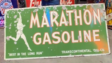 Marathon Gasoline Best for the Long Run Transcontinental Oil Company DSP Sign