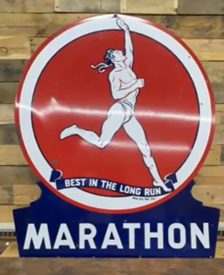 Marathon Gasoline Running Man Keyhole Die Cut DSP Sign