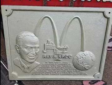 McDonalds Ray A Kroc Founder Golden Arches Plaque