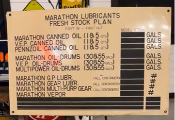 Marathon Lubricants Fresh Stock Plan Recording Board Sign