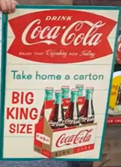 Drink Coca-Cola Take Home a Carton Big King Size Six-Pack SST Sign