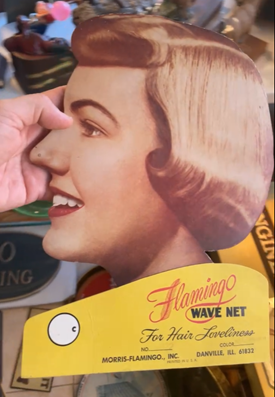 Flamingo Wave Net for Hair Loveliness Danville, IL Die Cut Cardboard Sign