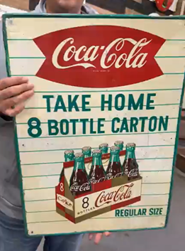 Coca-Cola Take Home 8 Bottle Carton Regular Size SST Sign