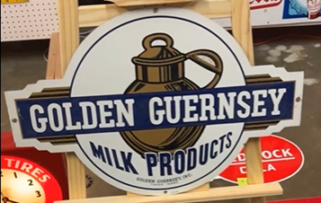 Golden Guernsey Milk Products Die Cut Aluminum Truck Door Sign