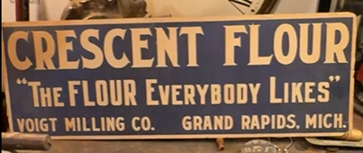 Crescent Flour Voight Milling Co Grand Rapids MI Cardboard Sign