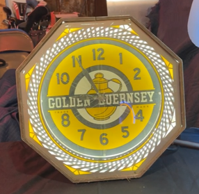 Golden Guernsey Milk Products Neon Spinner Clock