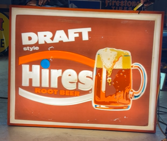 Hires Root Beer Draft Style Embossed Light Up Plastic Sign