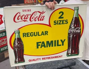 Drink Coca-Cola Two Sizes Regular Family Quality Refreshment SST Sign