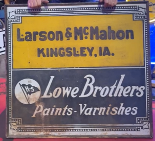 Lowe Brothers Paints Varnishes Kingsley IA Smaltz Sign