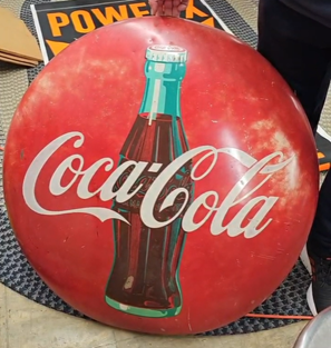 Coca-Cola with Bottle 36 Inch Button Sign