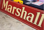 Marshalls Auto Store Two-piece Self-Framed NOS SST Embossed Sign