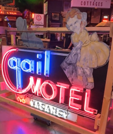 Gail Motel Double Sided Neon Tin and Porcelain Sign