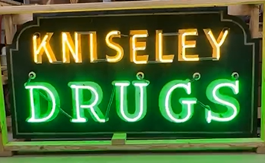 Kniseley Drugs Two-Color Single-Sided Neon Sign