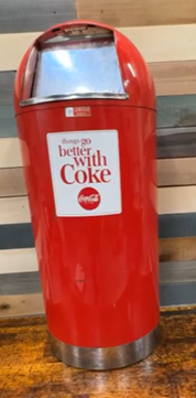 Coke Things Go Better With Coke Sticker on Trash Can Sign