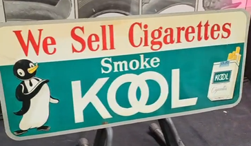Kool We Sell Cigarettes Smoking Penguin SST Embossed Sign
