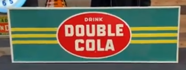 Drink Double Cola Yellow Stripes SST Embossed Horizontal Sign