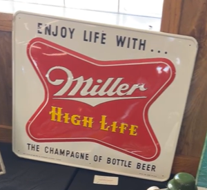 Miller High Life Enjoy Life Champagne of Bottle Beer SST Embossed Sign
