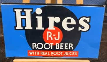 Hires R-J Root Beer Bullseye Blue Background 12 Inch SST Sign