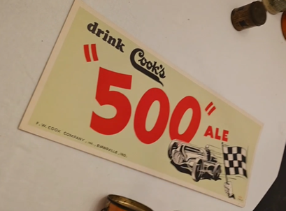 Cook’s Beer Indianapolis 500 Ale Race Car Cardboard Sign