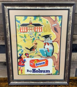 Holsum Bread Owl School Children Lithograph Cardboard Sign