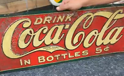 Drink Coca-Cola in Bottles 5 Cents SST Embossed Sign