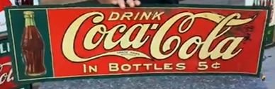 Drink Coca-Cola in Bottles 5 Cents with 1916 Bottle SST Sign