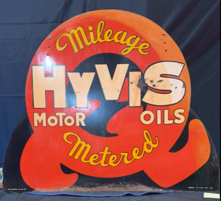 HyVis Motor Oils Mileage Metered DST Die Cut Sign