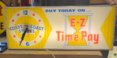 Coast to Coast E-Z Time Pay Light Up Clock Sign