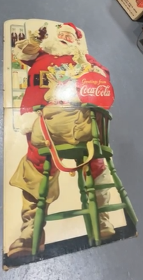 Greetings from Coca-Cola Santa at Refrigerator Cardboard Sign